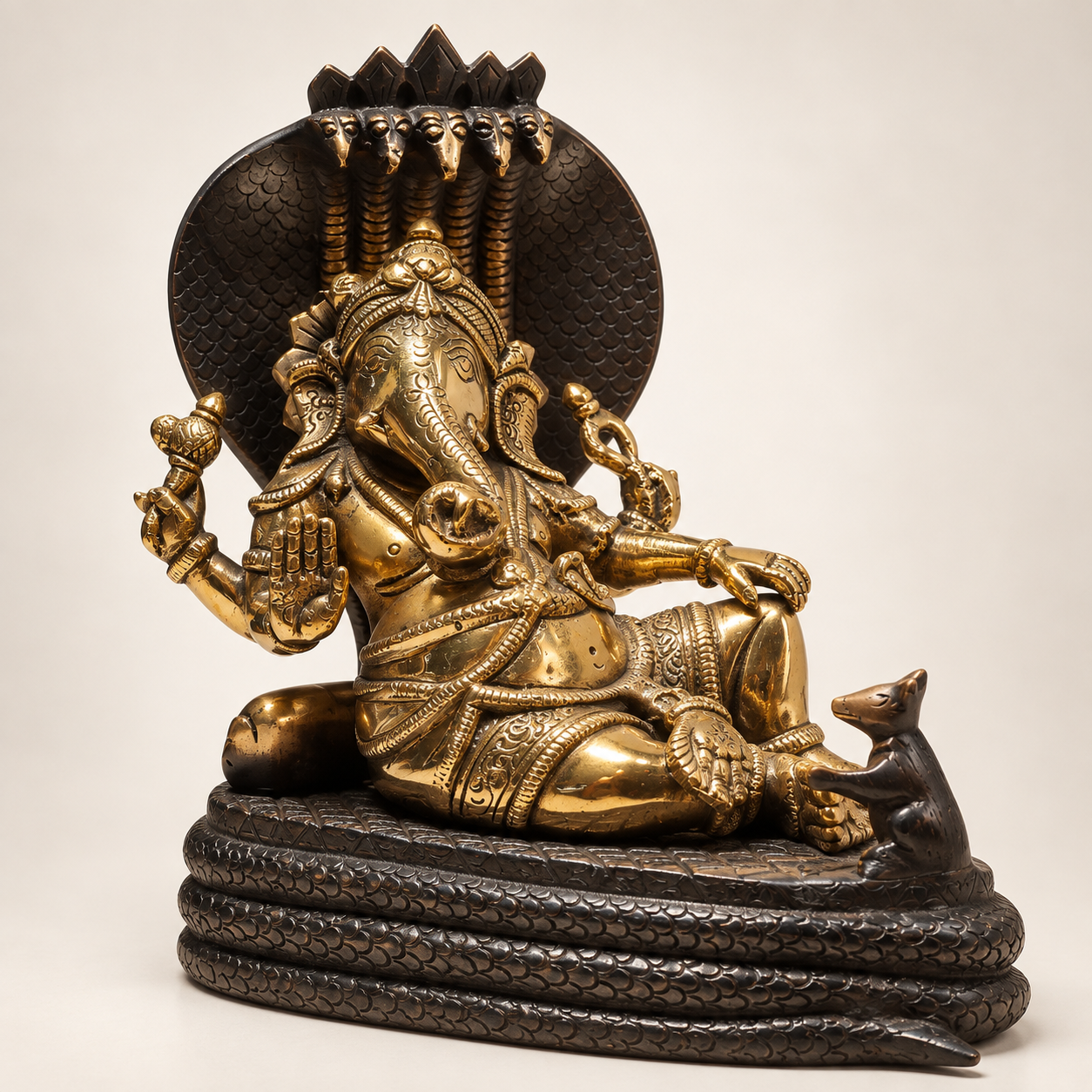 Brass Ganesha with Sheshnaag Idol