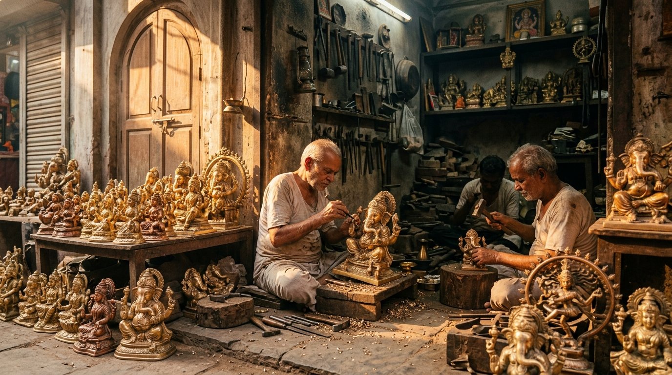 Craftsmen at work in our Old Delhi workshop