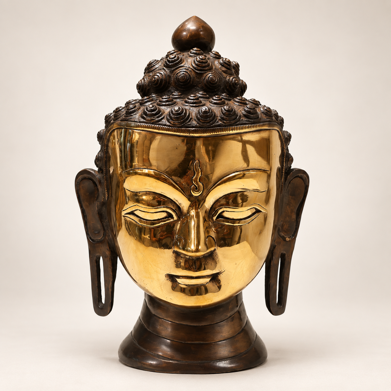 Brass Buddha Head Sculpture