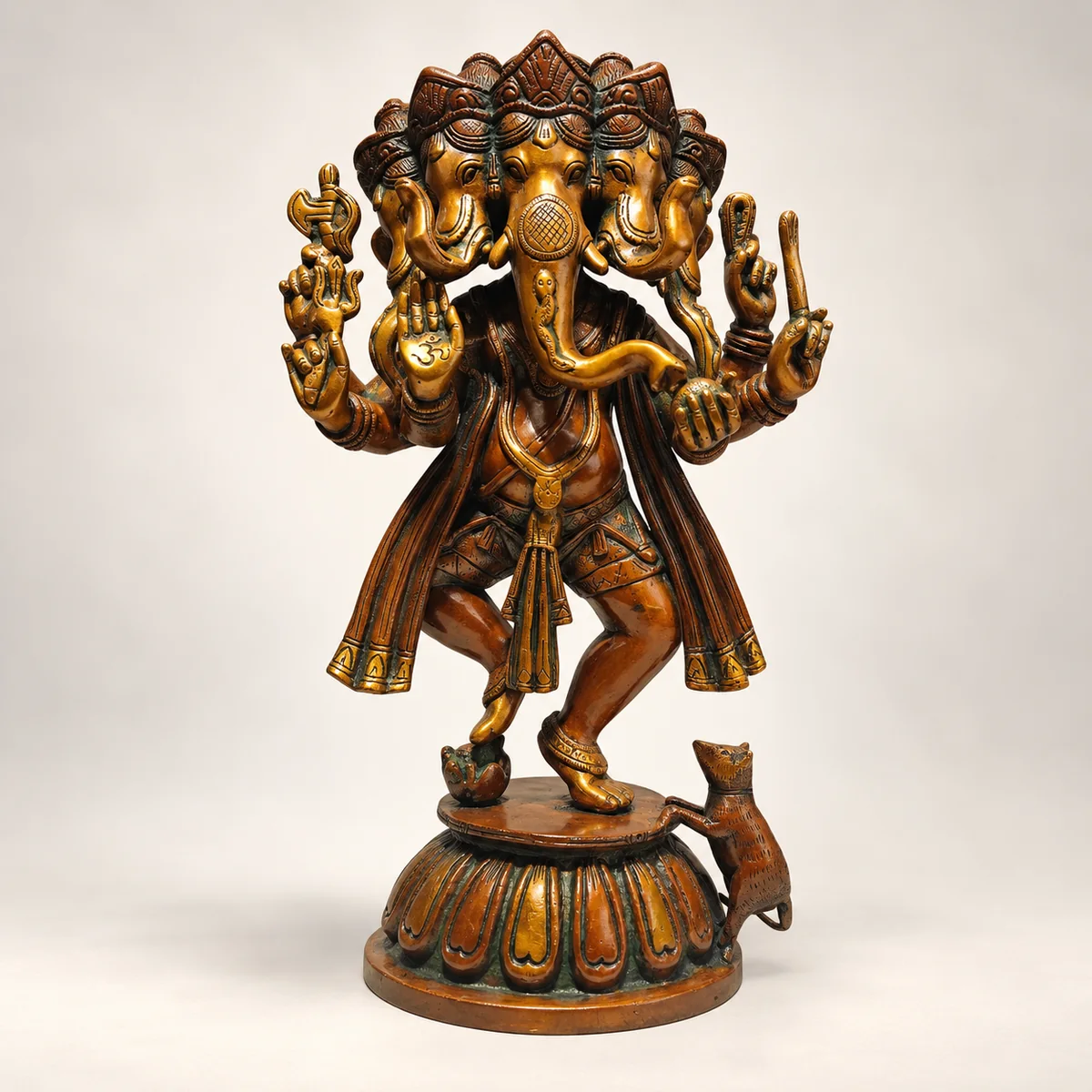 Brass Panchmukhi Ganesha Idol – Five-Faced Ganpati