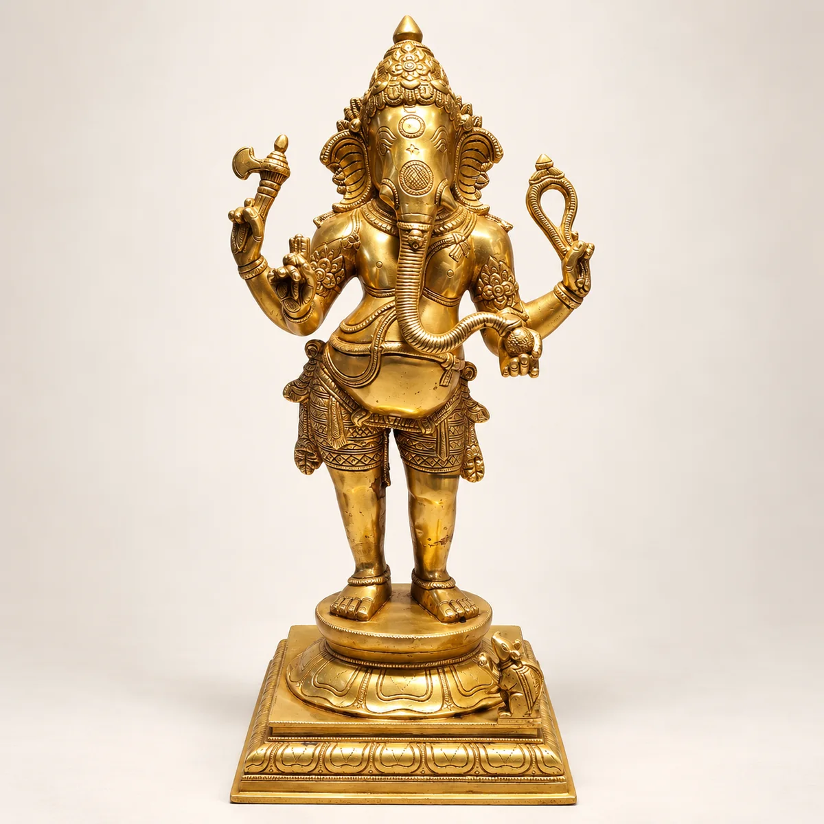 Brass Standing Ganesha Idol – 19 Inch Ganpati