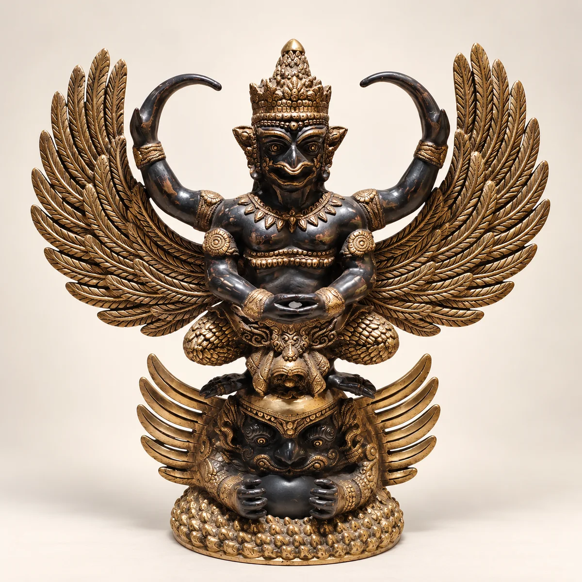 Brass Garuda Idol – 12 Inch Seated Vahana