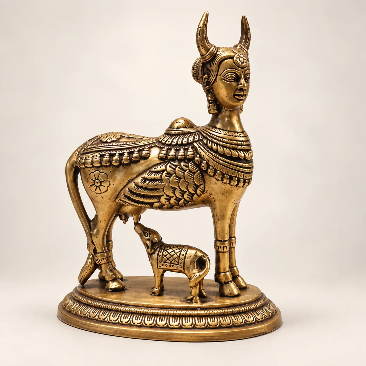 Brass Kamadhenu Cow Idol – 16 Inch