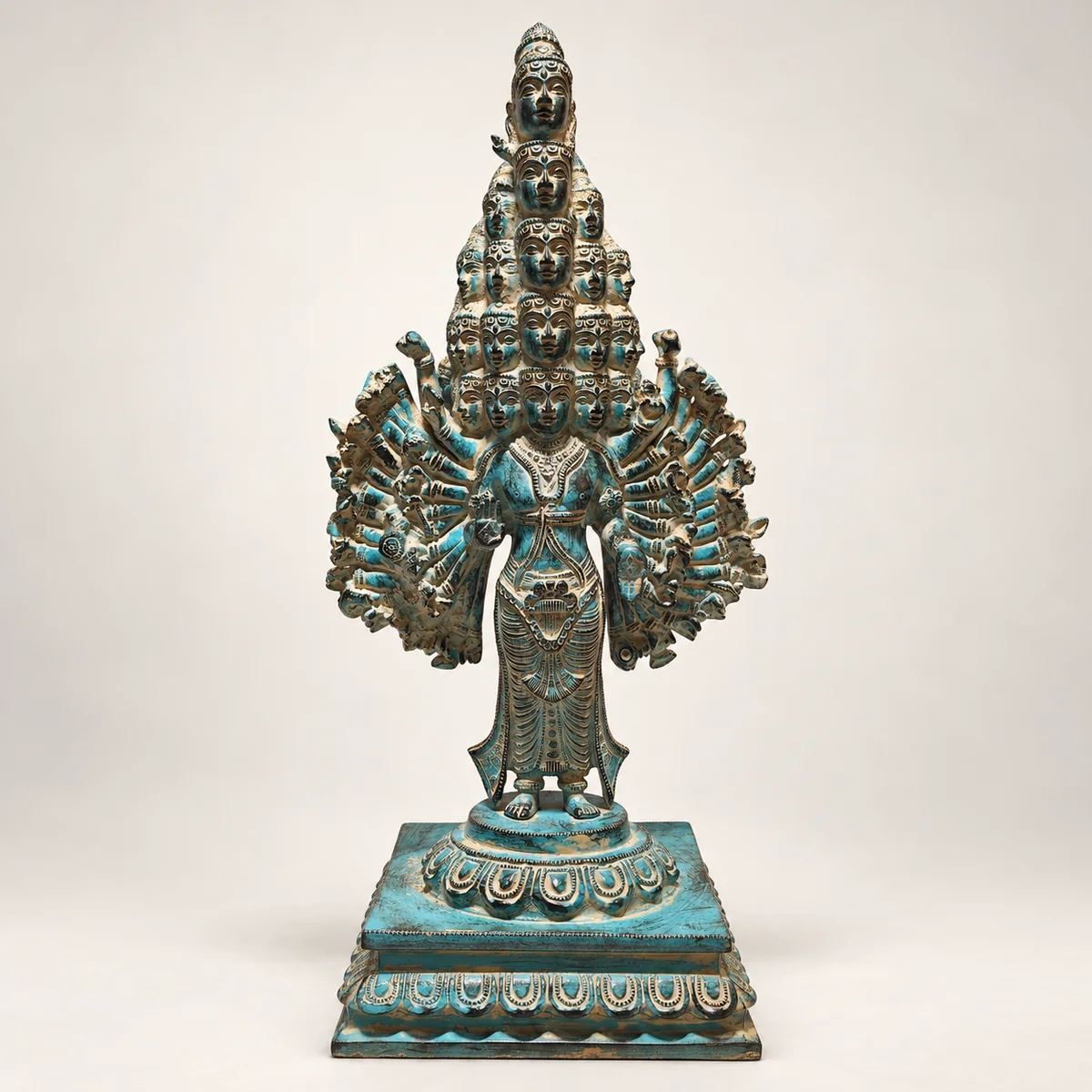Brass Lokeshwara Statue – 11 Inch Avalokiteshvara