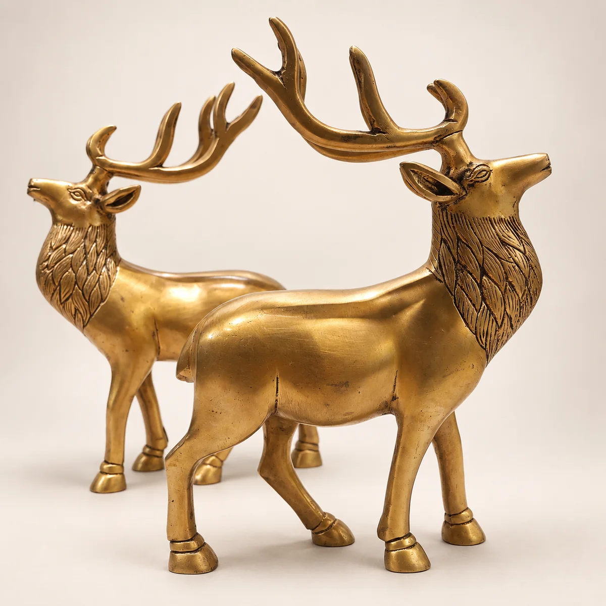 Brass Deer Pair Statue – Set of Two