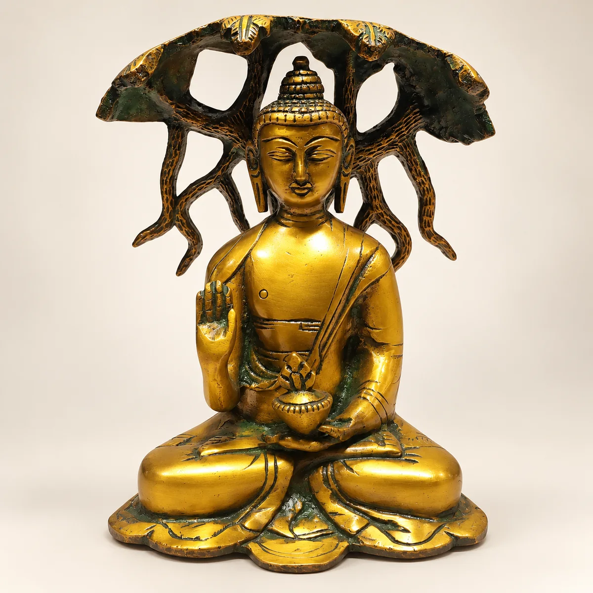 Brass Tree Buddha Statue – Compact