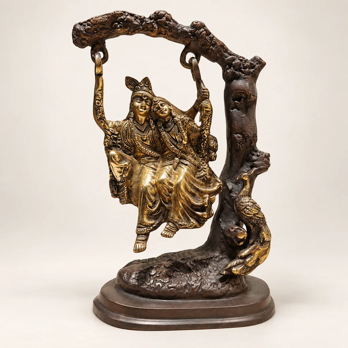 Brass Radha Krishna Tree Idol