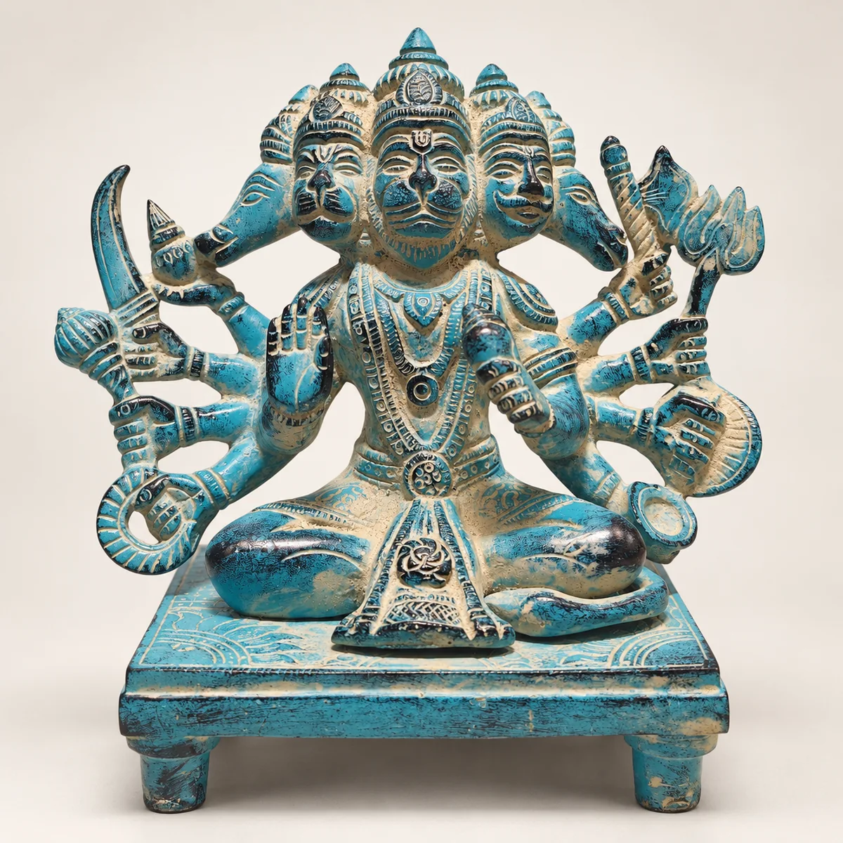 Brass Panchmukhi Hanuman Idol – Five-Faced
