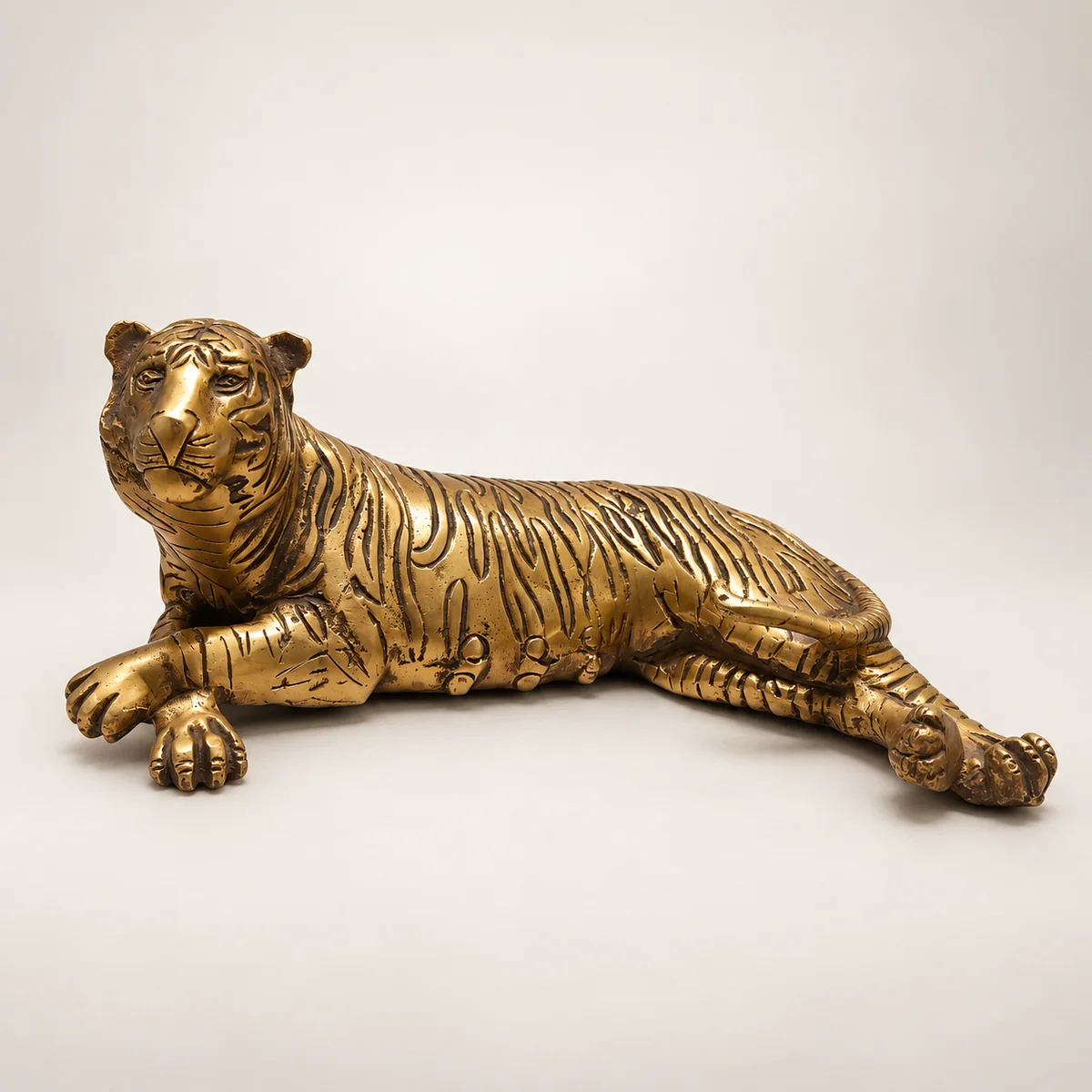 Brass Sitting Lion Statue